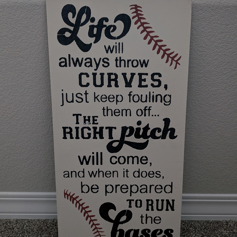 Wooden Inspirational Baseball Wall Art Decor